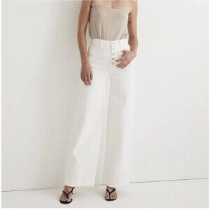 Madewell Superwide-Leg Jeans High-Rise Button Fly Utility Pockets White 28